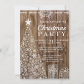 ウッド素朴クリスマスツリーギフトホリデーパーティー 招待状 (正面)