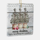ウッド素朴クリスマスツリーズファミリー名ホリデイ セラミックオーナメント (右)