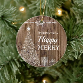 ウッド素朴クリスマスツリーホリデーシーズン セラミックオーナメント