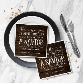 ウッド素朴クリスマスバースタイポグラフィ スタンダードカクテルナプキン