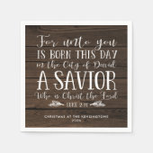 ウッド素朴クリスマスバースタイポグラフィ スタンダードカクテルナプキン (正面)