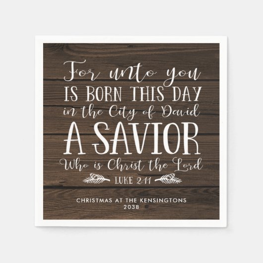 ウッド素朴クリスマスバースタイポグラフィ スタンダードカクテルナプキン (正面)