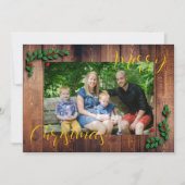 ウッド素朴クリスマスファミリー写真 シーズンカード (正面)