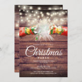 ウッド素朴クリスマスホリデーパーティー 招待状 (正面/裏面)