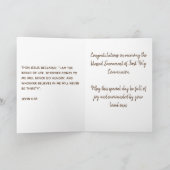 ウッド素朴クロス最初の聖餐式の挨拶 カード (内部)