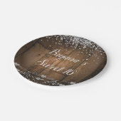 ウッド素朴グラムダイヤモンドグリッターバースデーパーティー ペーパープレート (アングル)