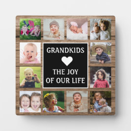 ウッド素朴グランドキッズ引用文12写真コラージュ フォトプラーク