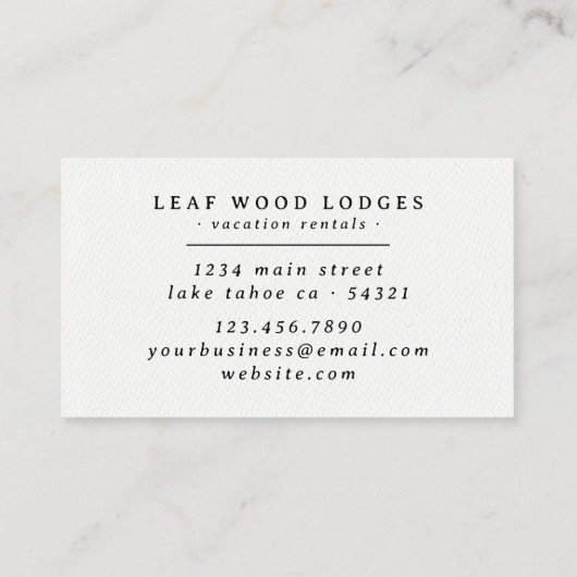 ウッド素朴グリーナリーバケーションレンタルベッドアンドブレックファースト 名刺 (裏面)