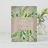 ウッド素朴グリーンブライダルシャワーモダン 招待状 (スタンド正面)