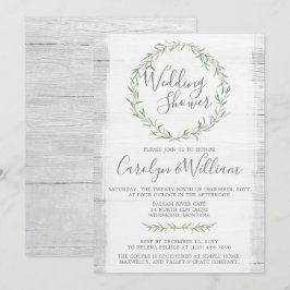 ウッド素朴グリーンリースウェディングシャワー招待状 招待状