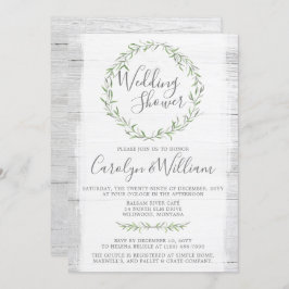 ウッド素朴グリーンリースウェディングシャワー招待状 招待状