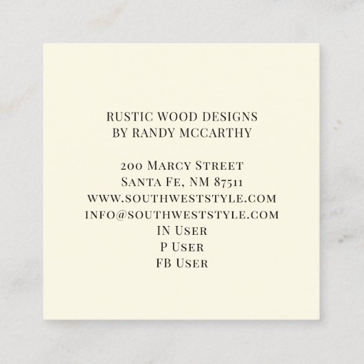 ウッド素朴グリーンリースクエアビジネスカード スクエア名刺 (裏面)