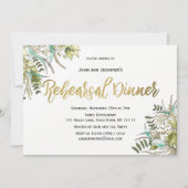 ウッド素朴グリーンリーフ金ゴールドリハーサルディナー 招待状 (正面)