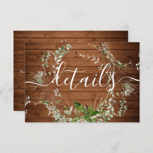 ウッド素朴グ結婚リー詳細 エンクロージャーカード (正面/裏面)