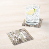 ウッド素朴コースタモノグラムのー スクエアペーパーコースター (インサイチュ)