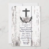 ウッド素朴コーストビーチいかりブライダルシャワー 招待状 (正面)