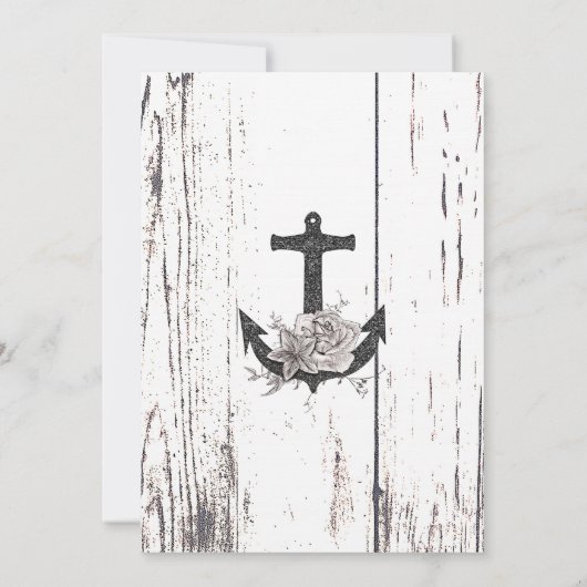 ウッド素朴コーストビーチいかりブライダルシャワー 招待状 (裏面)