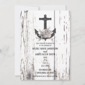 ウッド素朴コーストビーチいかり結婚ズ 招待状 (正面)