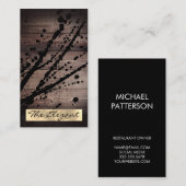 ウッド素朴ゴールドフォイル（ばちゃばちゃ）跳ねる 名刺 (正面/裏面)