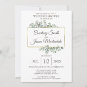 ウッド素朴サザンコットンボールウェディングシャワー 招待状 (正面)