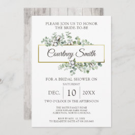 ウッド素朴サザンコットンボールブライダルシャワー 招待状