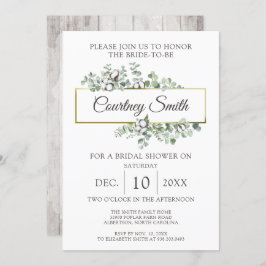 ウッド素朴サザンコットンボールブライダルシャワー 招待状