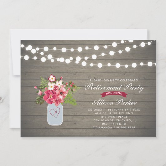 ウッド素朴サプライズ退職パーティの招待状 招待状 (正面)
