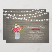 ウッド素朴サプライズ退職パーティの招待状 招待状 (正面/裏面)