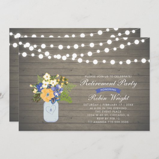 ウッド素朴サプライズ退職パーティの招待状 招待状 (正面/裏面)