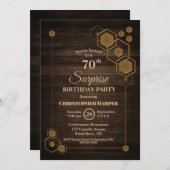 ウッド素朴サプライズ70thバースデーパーティー 招待状 (正面/裏面)
