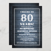 ウッド素朴サプライズ80th誕生日ディナーパーティー 招待状 (正面/裏面)