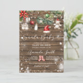 ウッド素朴サンタベビーメリークリスマスベビーシャワー 招待状 (スタンド正面)