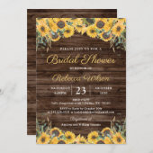 ウッド素朴サンフラワーカントリーバーンブライダルシャワー 招待状 (正面/裏面)