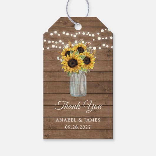 ウッド素朴サンフラワーズメイスンジャージョフトラベル ギフトタグ (正面)