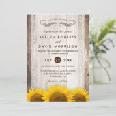 ウッド素朴サンフラワーズレースウェスタンバ結婚ンズ 招待状 (スタンド正面)