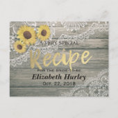 ウッド素朴サンフラワーレースブライダルシャワーレシピ インビテーションポストカード (正面)