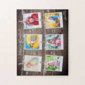 ウッド素朴シックス写真パーソナライズされた ジグソーパズル (縦)