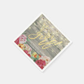 ウッド素朴シックフローラストリングライトベビーシャワー スタンダードカクテルナプキン (角)