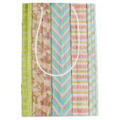 ウッド素朴シャビーコテージフローラピンクティーパーティー ミディアムペーパーバッグ (正面)