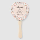 ウッド素朴シャビーシックなバラの名前と結婚日付 ハンドファン (正面)