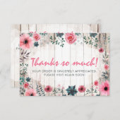 ウッド素朴シャビーシックバラアネモネサンキュー サンキューカード (正面/裏面)