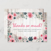 ウッド素朴シャビーシックバラアネモネサンキュー ポストカード (正面/裏面)