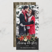 ウッド素朴シャルボードフローラ写真クリスマス シーズンカード (正面/裏面)