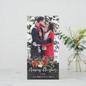 ウッド素朴シャルボードフローラ写真クリスマス シーズンカード (スタンド正面)