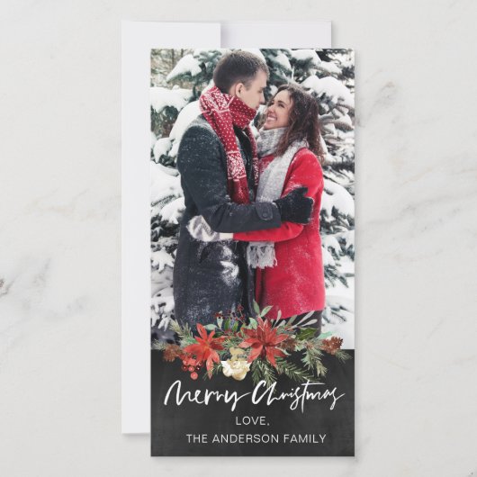 ウッド素朴シャルボードフローラ写真クリスマス シーズンカード (正面)