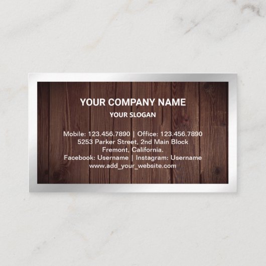 ウッド素朴シルバーフォイルエ実在ステート不動産仲介業者写真 名刺 (裏面)