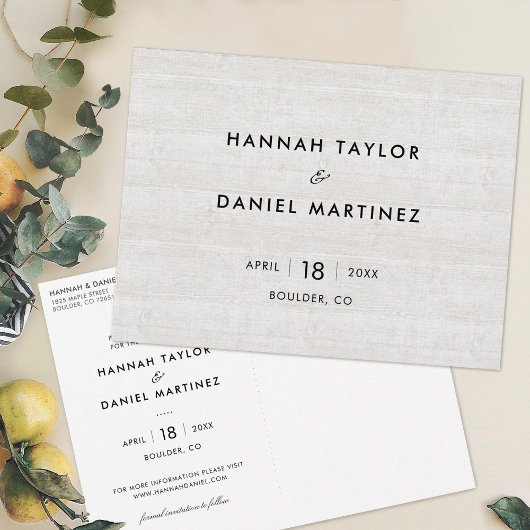 ウッド素朴シンプルミニマルモダンリスト日付を保存 案内ポストカード