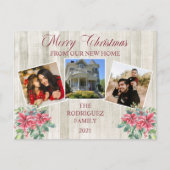ウッド素朴シーメリークリスマスニューホームフォトアン シーズンポストカード (正面)