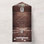 ウッド素朴ジプソフィラベビーのブレスメイソンジャー オールインワン招待状 (内側)