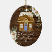 ウッド素朴ジンジャーブレッドファミリークリスマスハウス セラミックオーナメント (右)